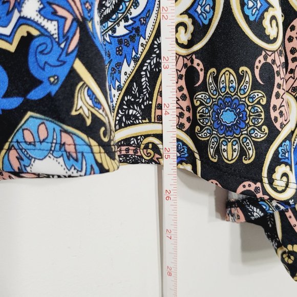💕New Directions Blouse Shirt Top Multicolor Stretch Paisley Print V-Neckline - Picture 7 of 8
